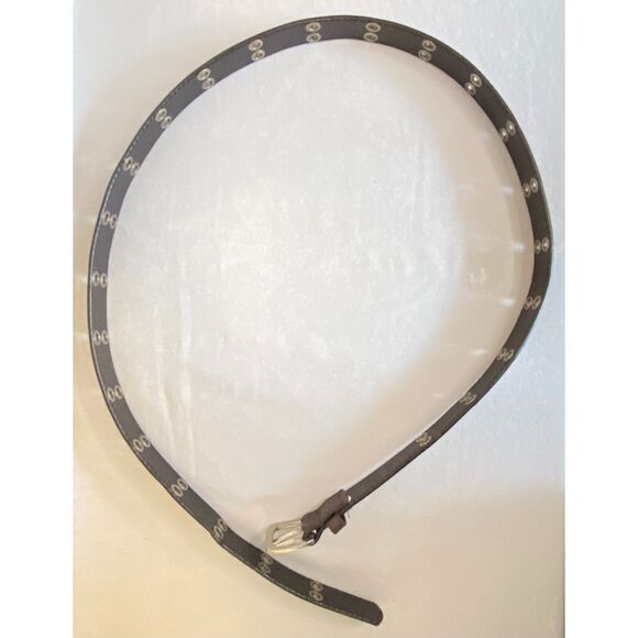 Unisex Belt XL Waist Umber Brown Bonded Leather Double Grommets Throughout - Picture 7 of 10